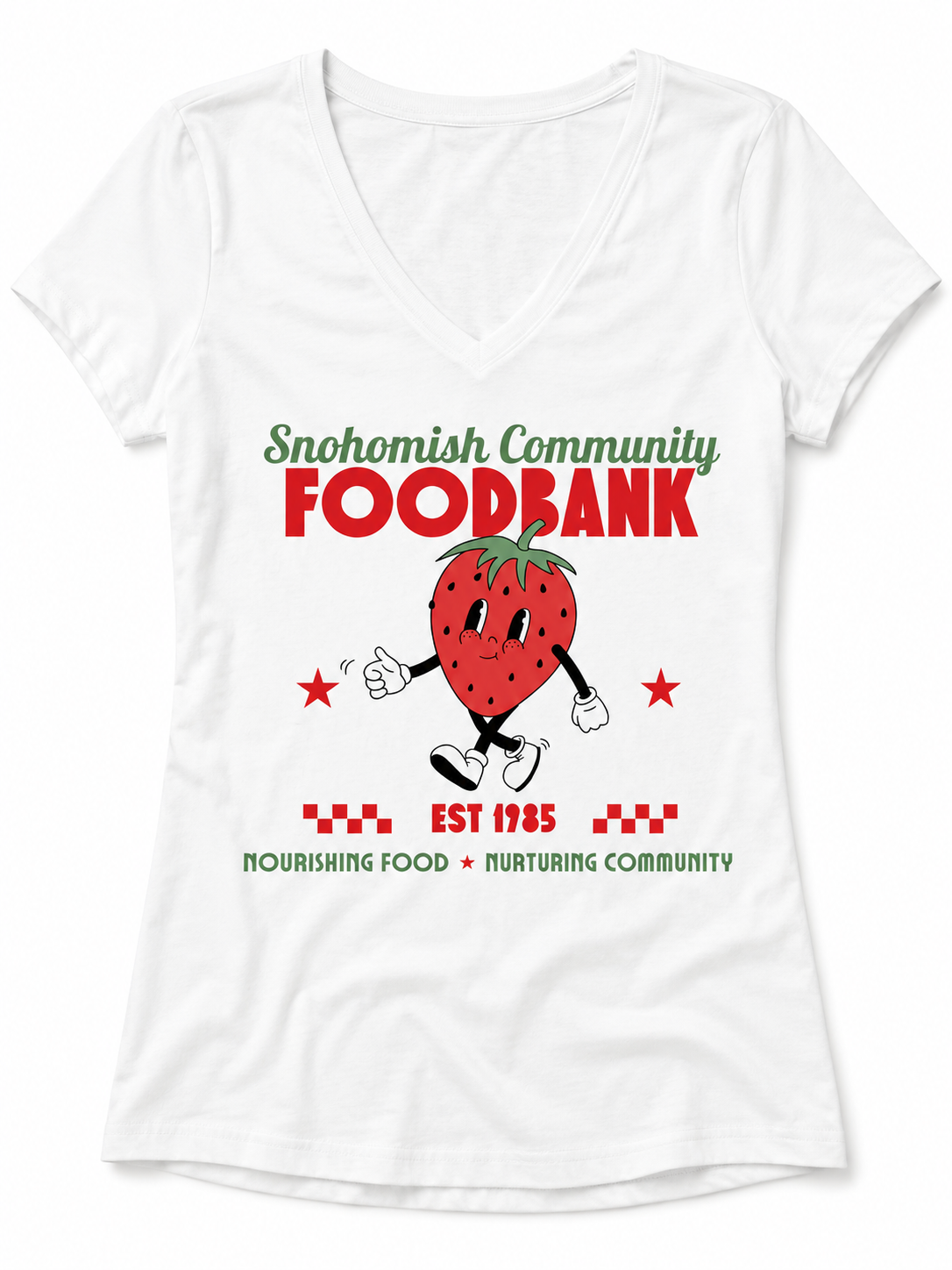 Snohomish Community Food Bank Strawberry V-Neck Shirt