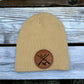 Personalized Leather Patch on Beanie