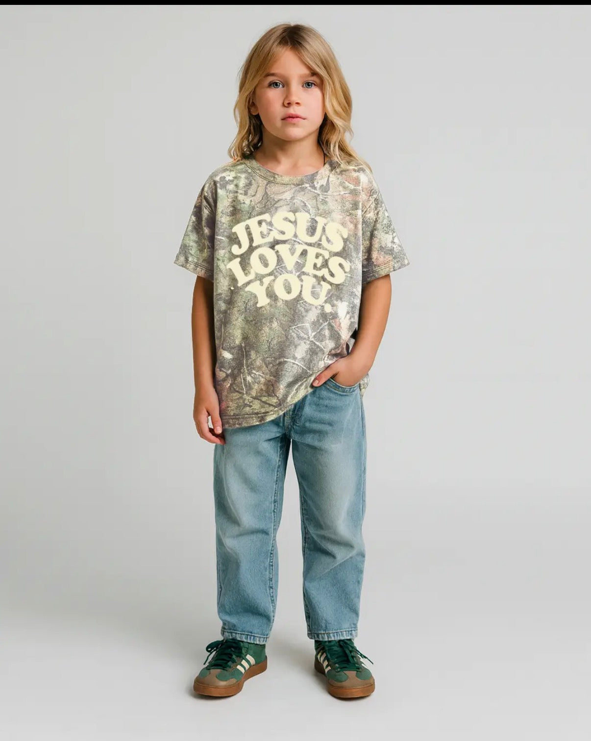 Jesus Loves You. Heavyweight Camo Tee (Oversized)