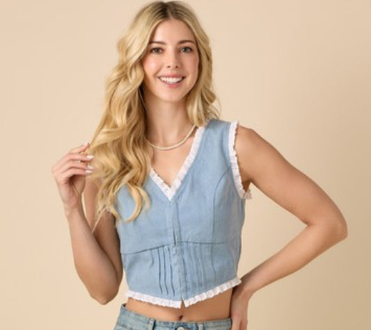 Gracie Pearl Denim Corset Top