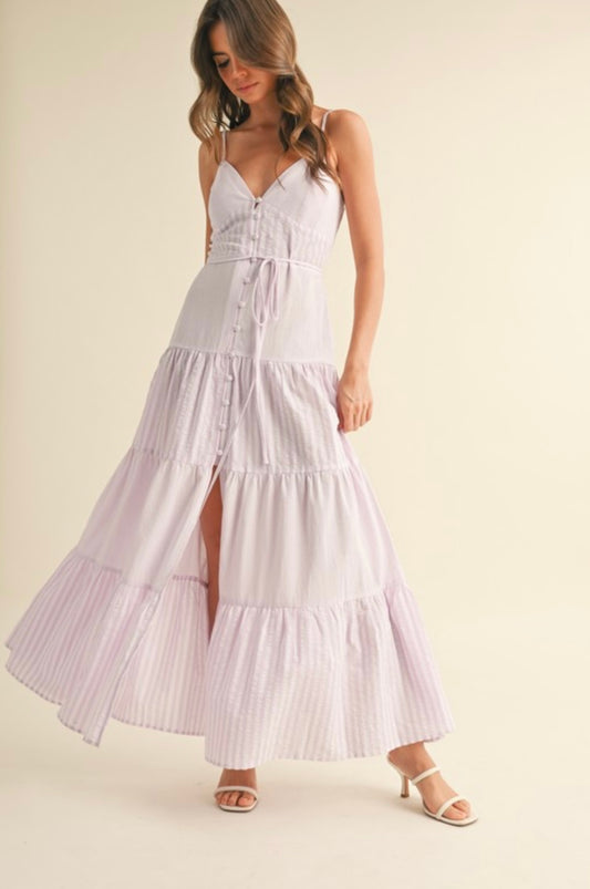 Kylee Nicole Lavender Tiered Maxi Dress