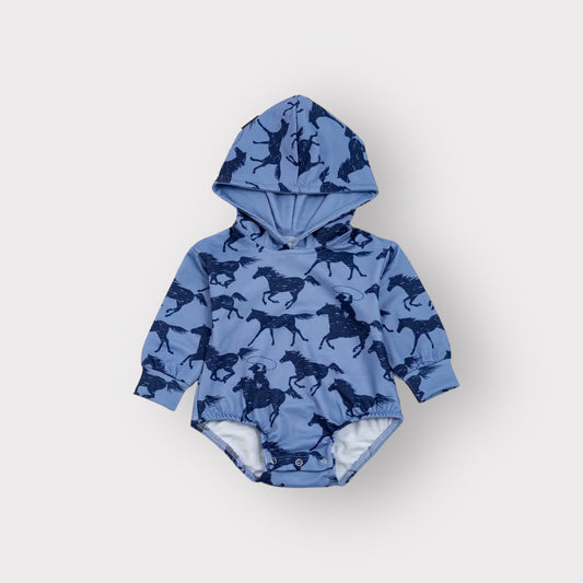 Cowboy Blues Hooded Romper