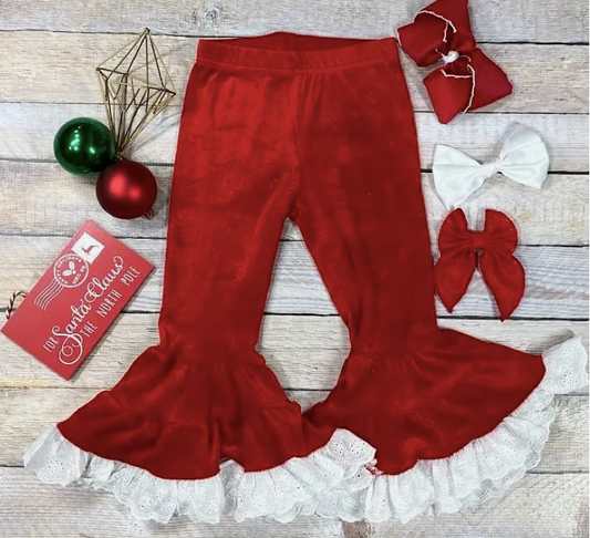 Ruby Ruffles Velvet Pants