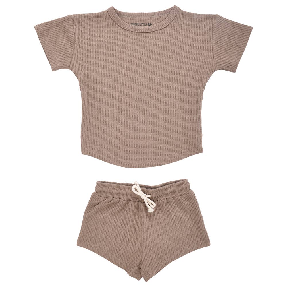 Summer Waffle Toddler Top & Bottom Set In Cocoa Sand