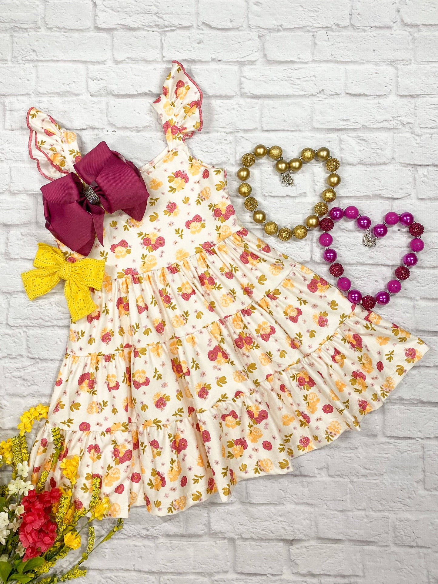 Pink & Marigold Floral Twirl Dress